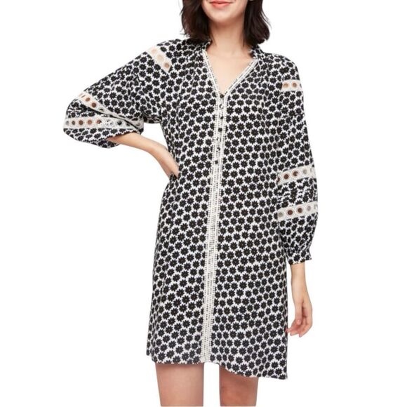 Diane Von Furstenberg Jessica Floral Crepe Dress  Small Puff Sleeve V-Neck Daisy - Picture 1 of 14